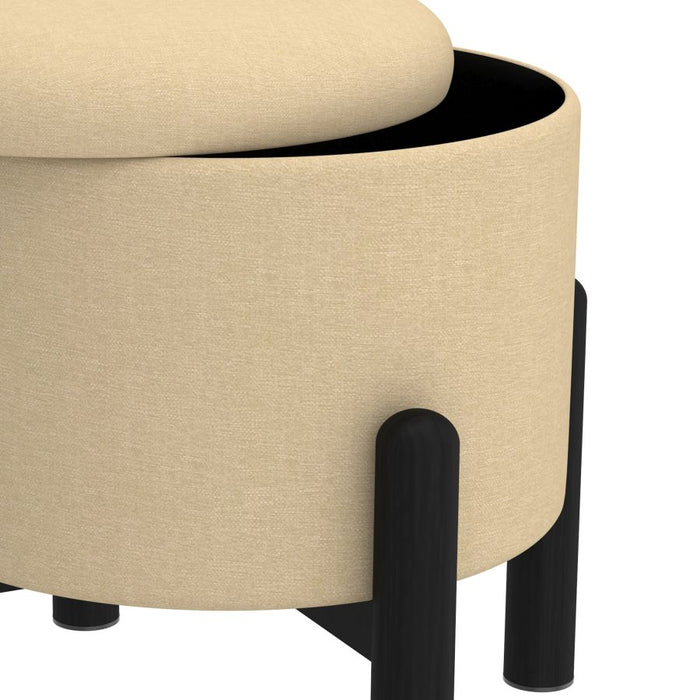 Heidi Round Storage Ottoman in Beige and Black