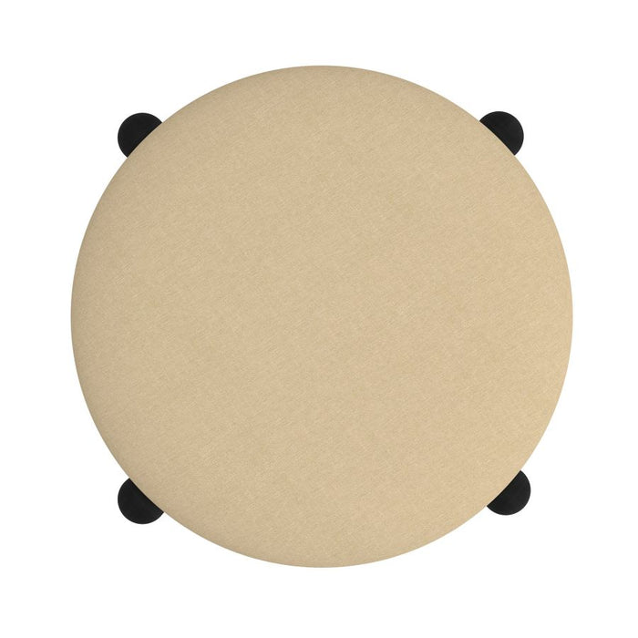 Heidi Round Storage Ottoman in Beige and Black