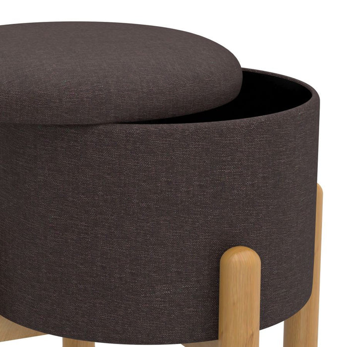 Heidi Round Storage Ottoman in Charcoal and Natural