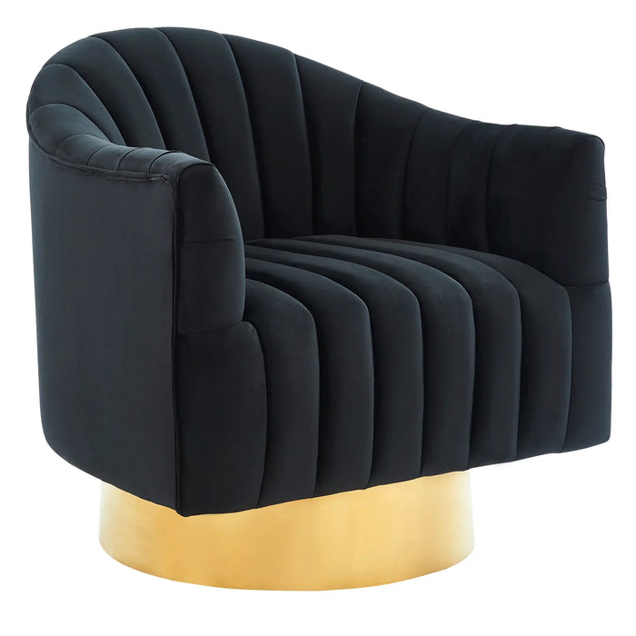 Cortina Swivel Accent Chair in Black/Gold - Furniture Depot
