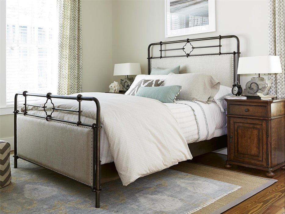 Curated Upholstered Metal Bed Pearl Silver