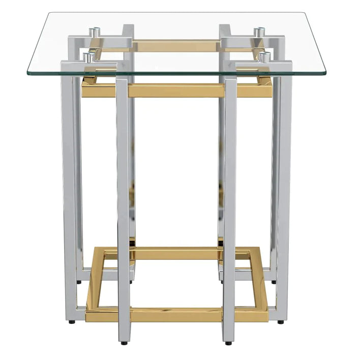 Florina Accent Table in Silver and Gold - Furniture Depot