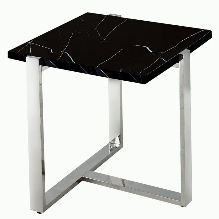 Veno Accent Table in Black and Silver - Furniture Depot