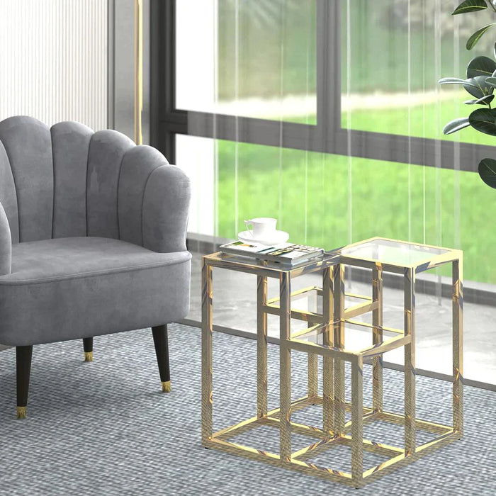 Casini Accent Table in Gold - Furniture Depot