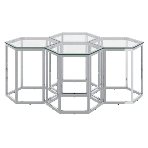 Fleur 4pc Accent Table Set in Silver - Furniture Depot