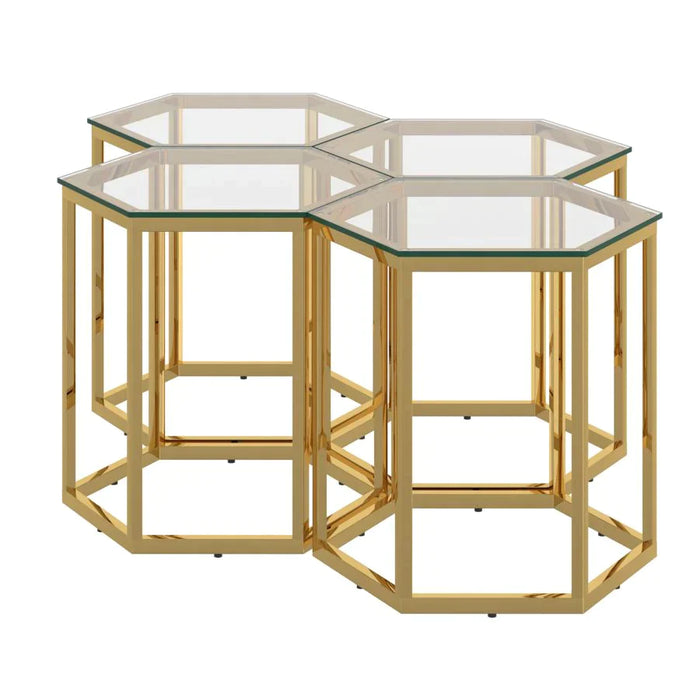 Fleur 4pc Accent Table Set in Gold - Furniture Depot