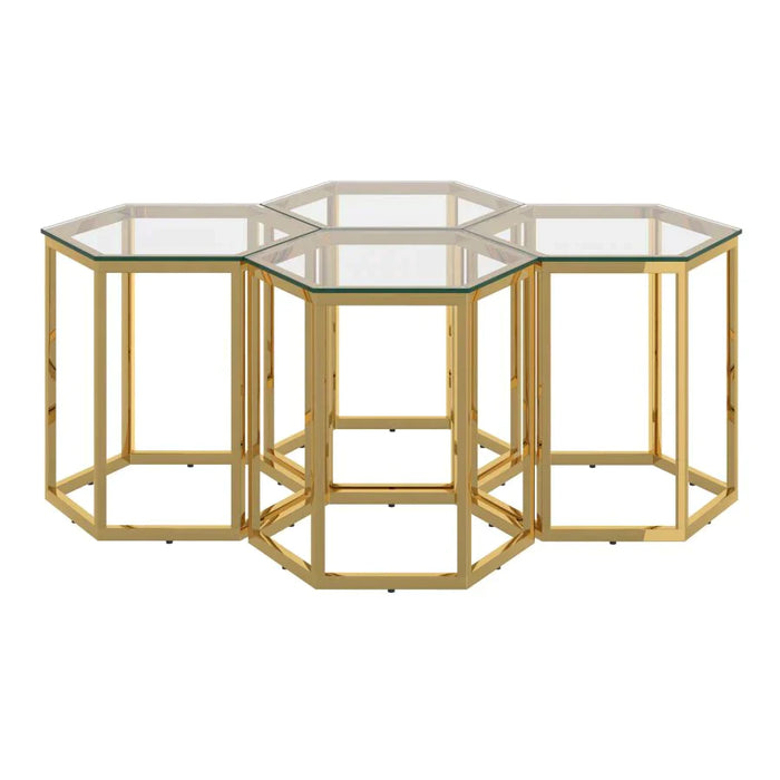 Fleur 4pc Accent Table Set in Gold - Furniture Depot