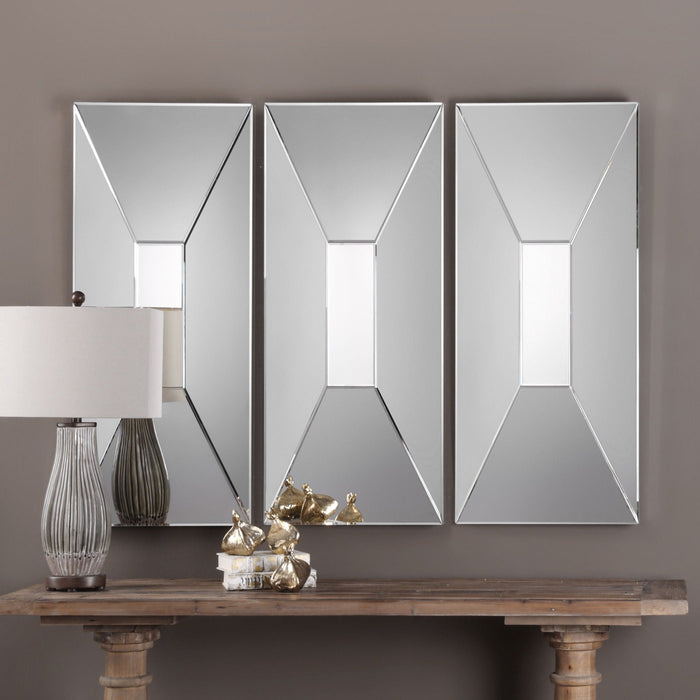 Vilaine Modern Geometric Mirror Pearl Silver