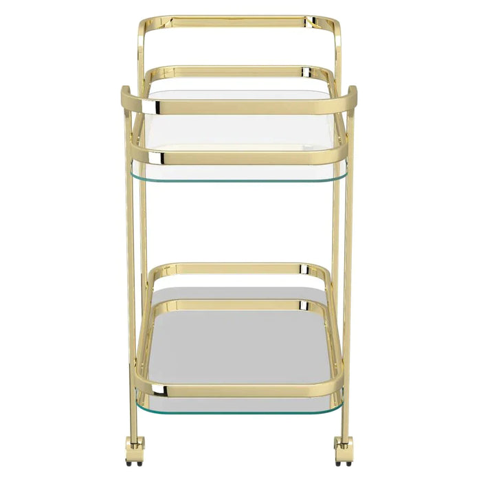 Zedd 2-Tier Bar Cart in Brass - Furniture Depot