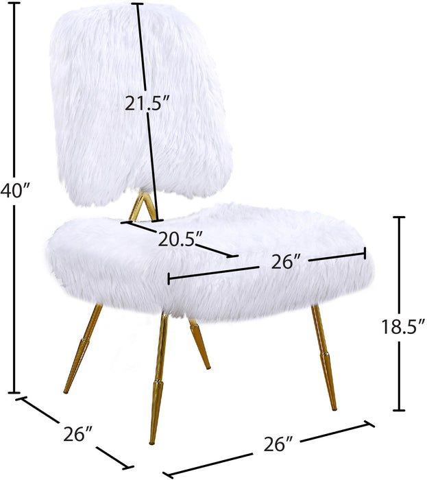 Magnolia White Faux Fur Accent Chair - Sterling House Interiors