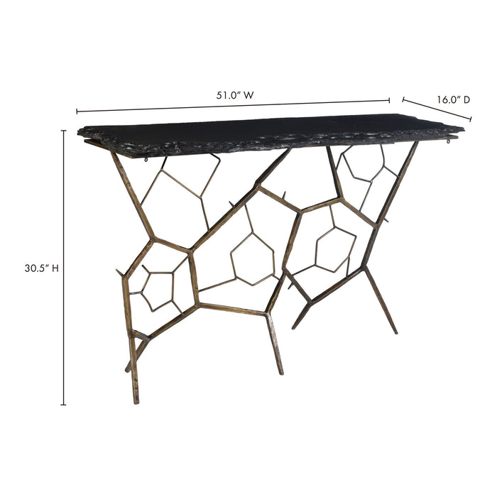 Nate Slate Console Table Brass