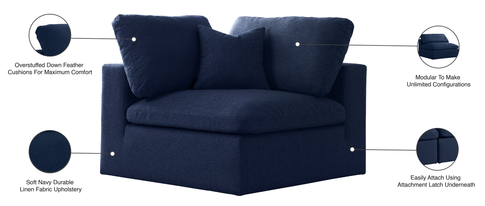 Serene Linen Fabric Deluxe Cloud Corner Chair - Sterling House Interiors