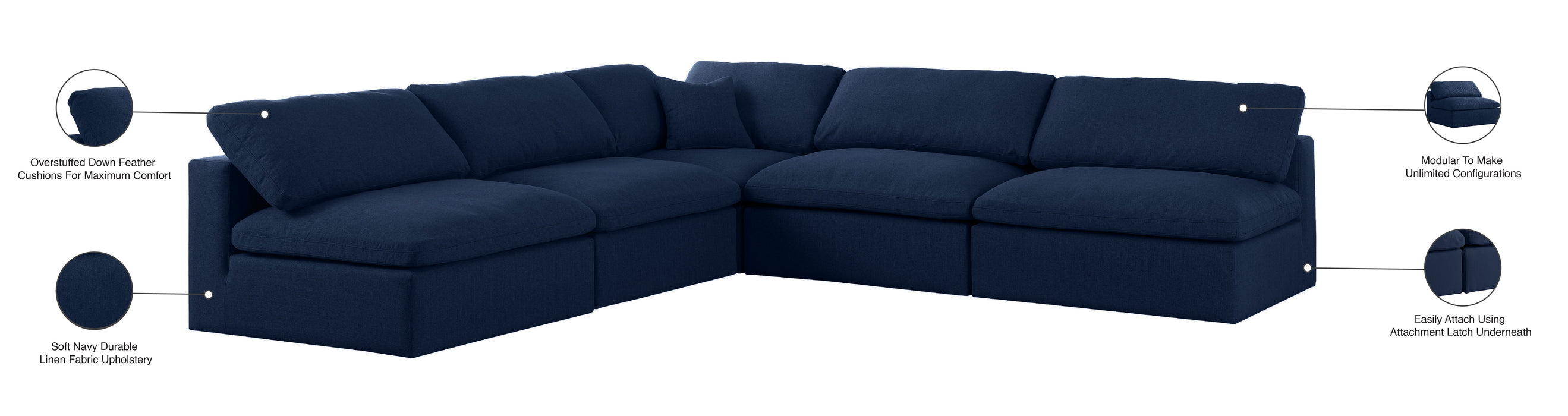 Serene Linen Fabric Deluxe Cloud Modular Sectional - Sterling House Interiors