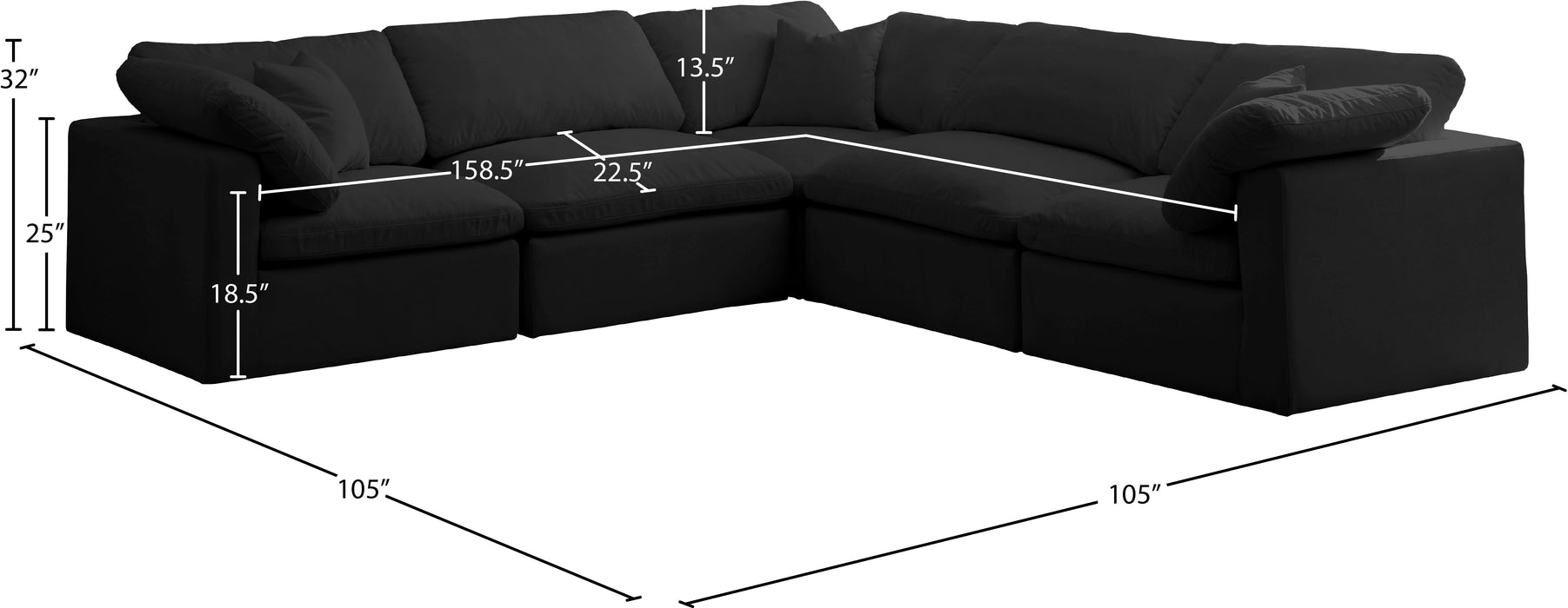 Plush Velvet Standard Cloud Modular Sectional - Sterling House Interiors