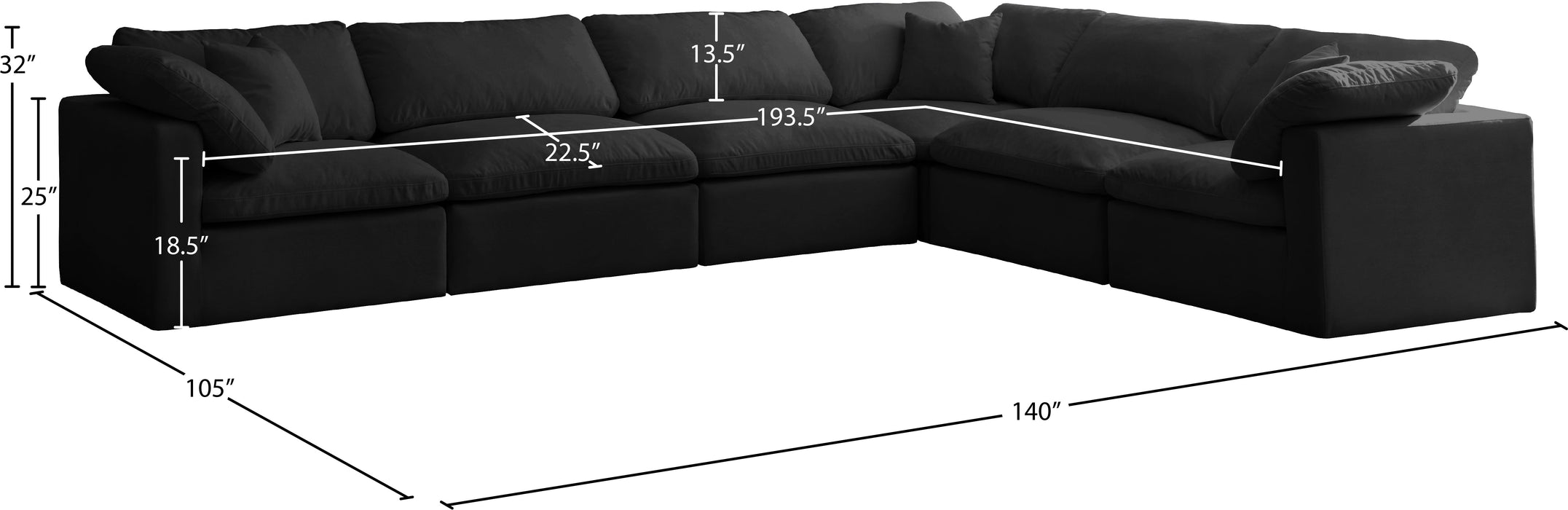 Plush Velvet Standard Cloud Modular Sectional - Sterling House Interiors