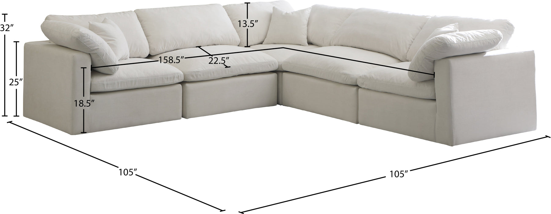 Plush Velvet Standard Cloud Modular Sectional - Sterling House Interiors