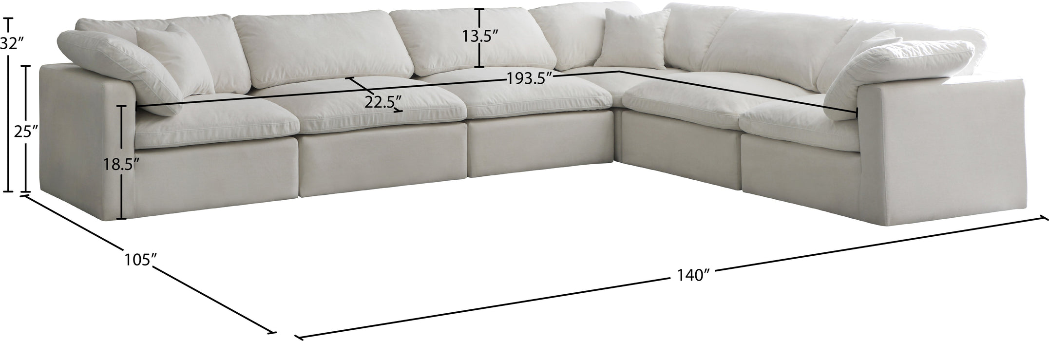 Plush Velvet Standard Cloud Modular Sectional - Sterling House Interiors