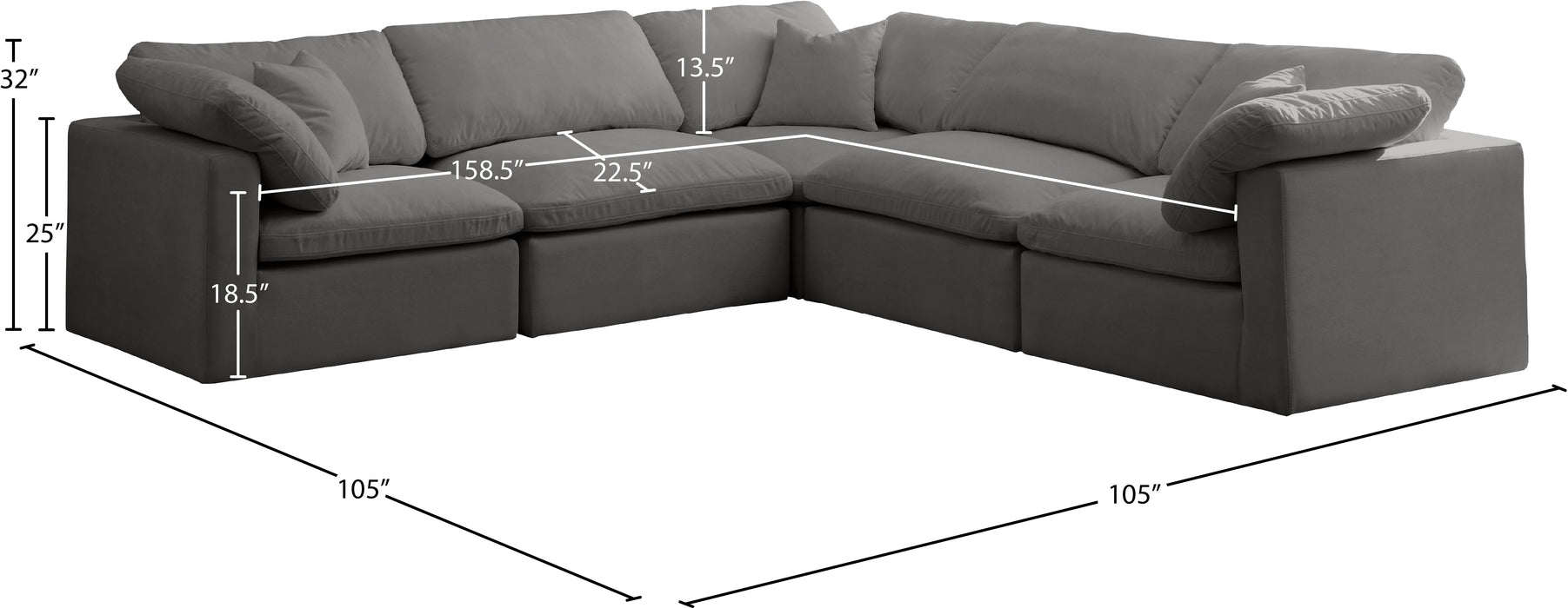 Plush Velvet Standard Cloud Modular Sectional - Sterling House Interiors