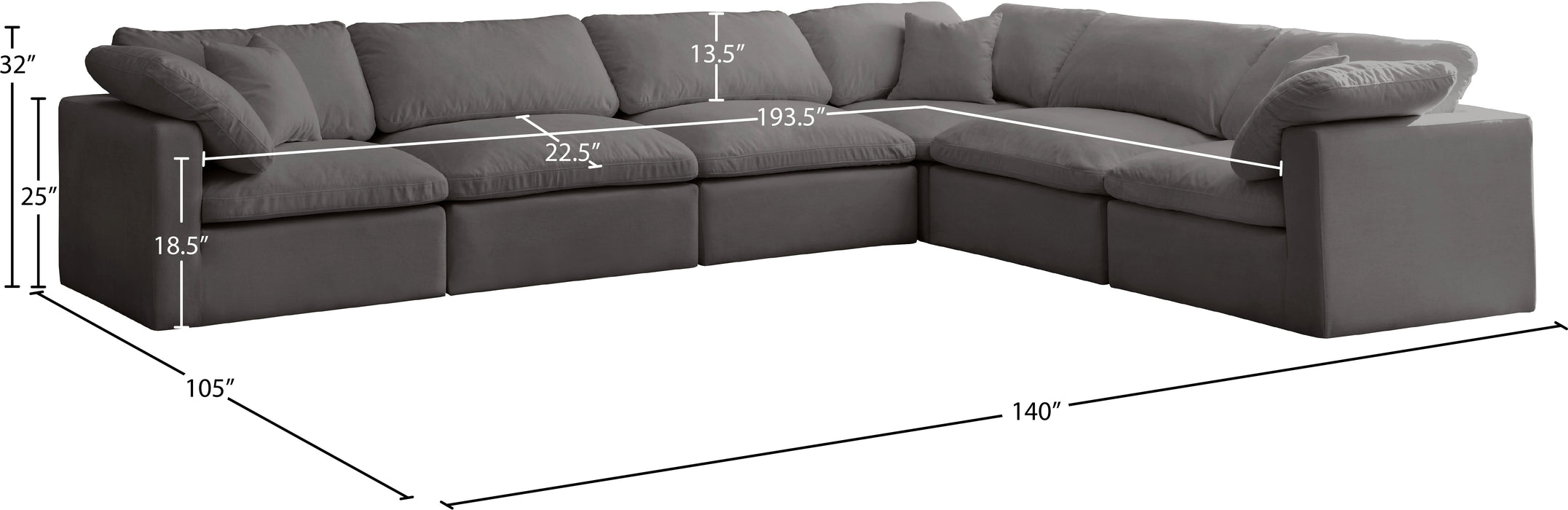 Plush Velvet Standard Cloud Modular Sectional - Sterling House Interiors