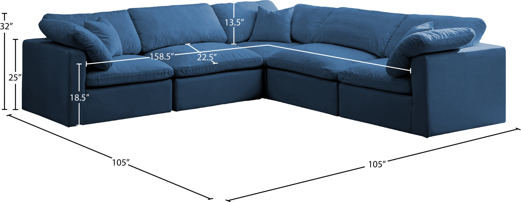 Plush Velvet Standard Cloud Modular Sectional - Sterling House Interiors