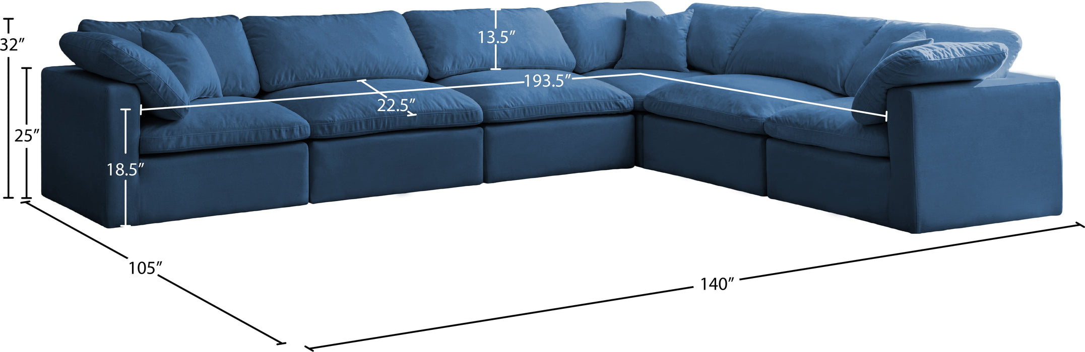 Plush Velvet Standard Cloud Modular Sectional - Sterling House Interiors
