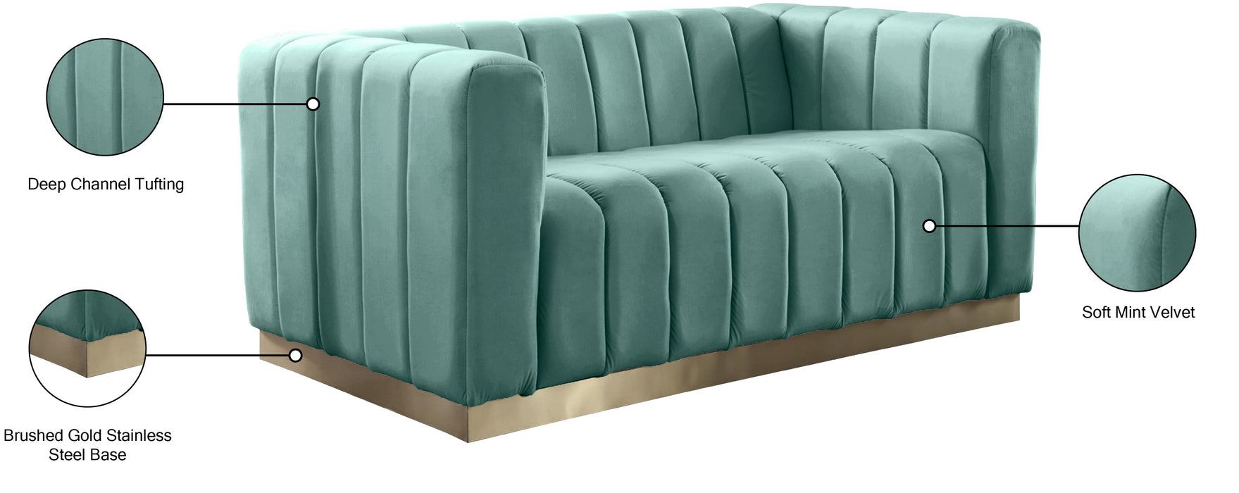 Marlon Velvet Loveseat - Sterling House Interiors