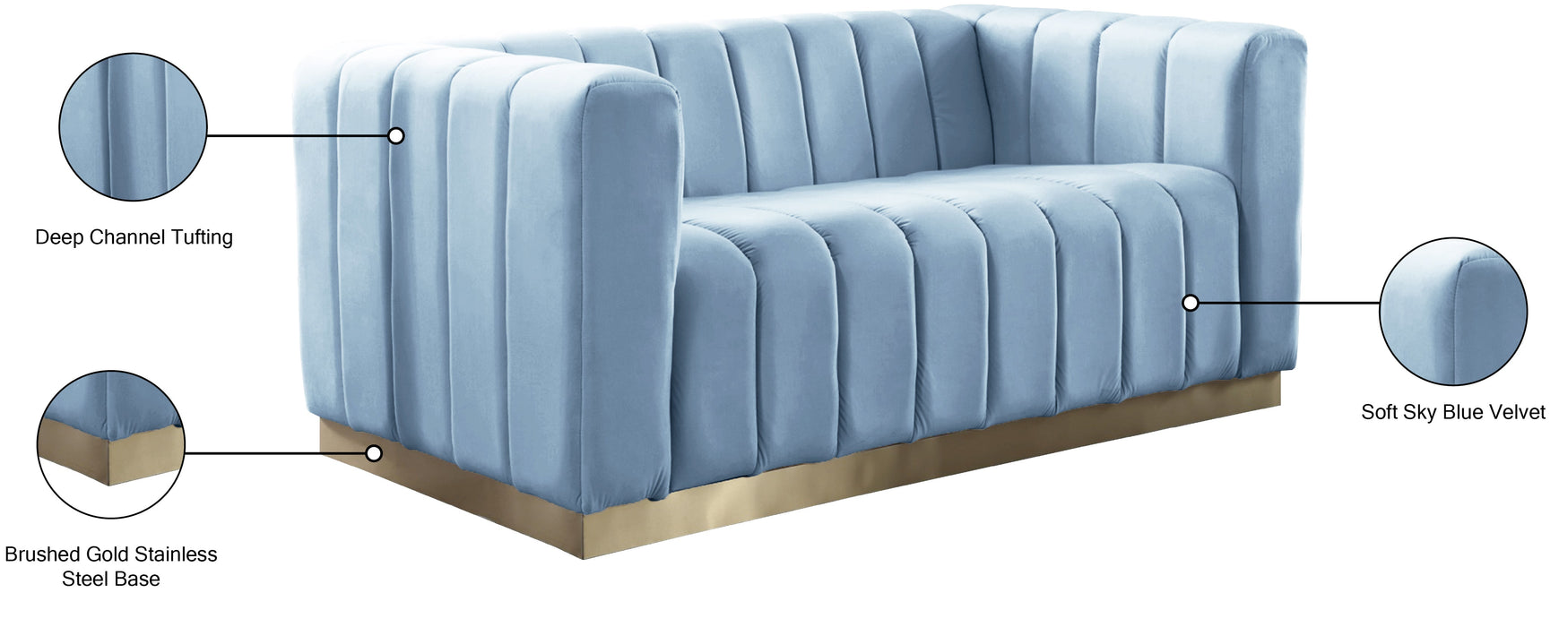 Marlon Velvet Loveseat - Sterling House Interiors