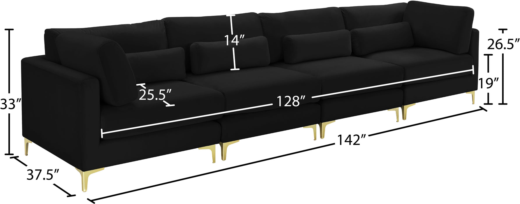 Julia Velvet Modular Sofa (4 Boxes) - Sterling House Interiors