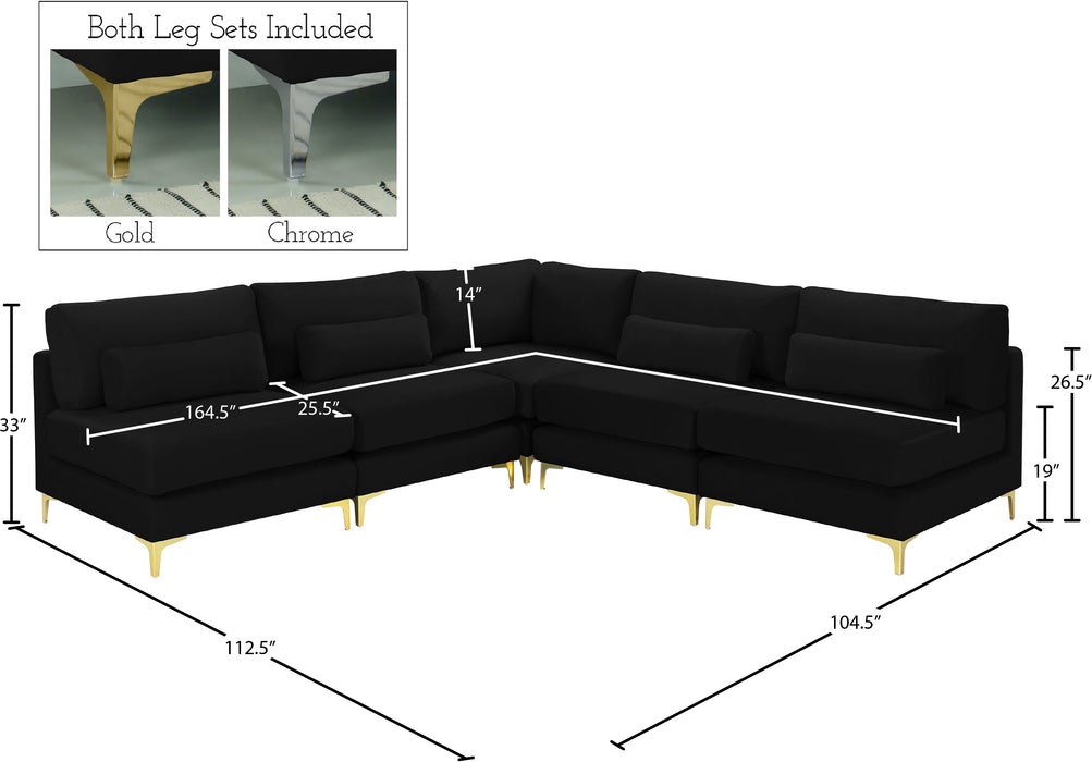 Julia Velvet Modular Sectional (5 Boxes) - Sterling House Interiors