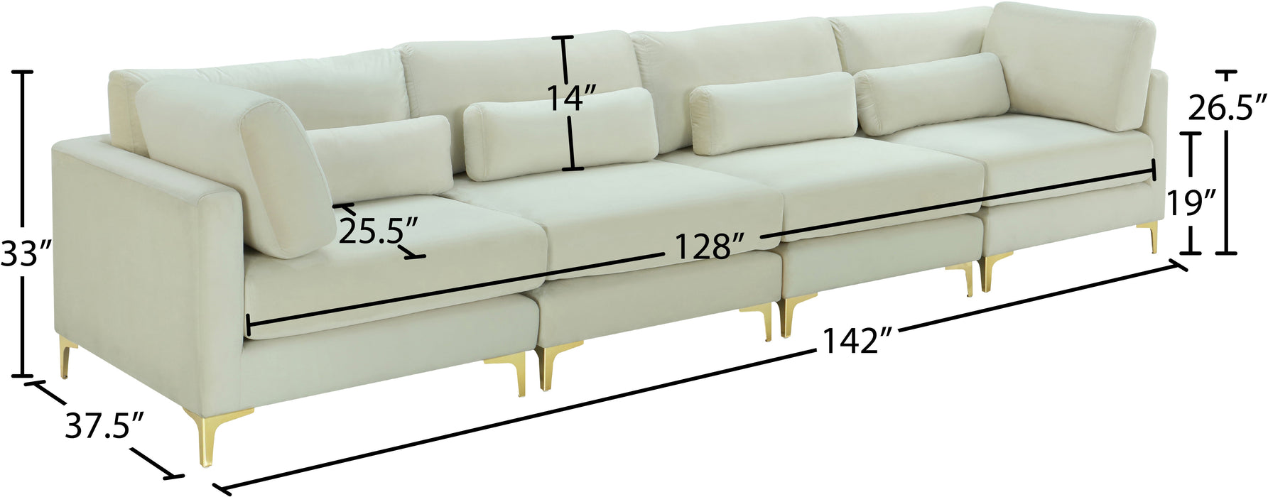 Julia Velvet Modular Sofa (4 Boxes) - Sterling House Interiors