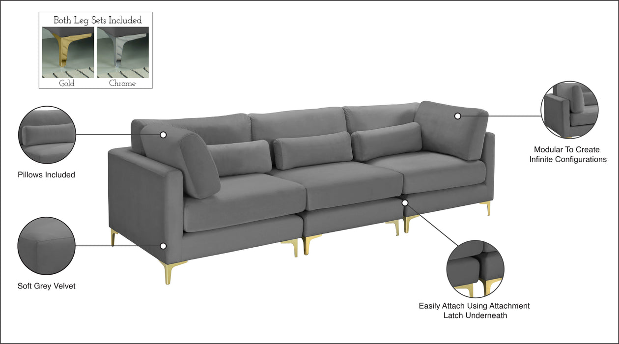 Julia Velvet Modular Sofa (3 Boxes) - Sterling House Interiors