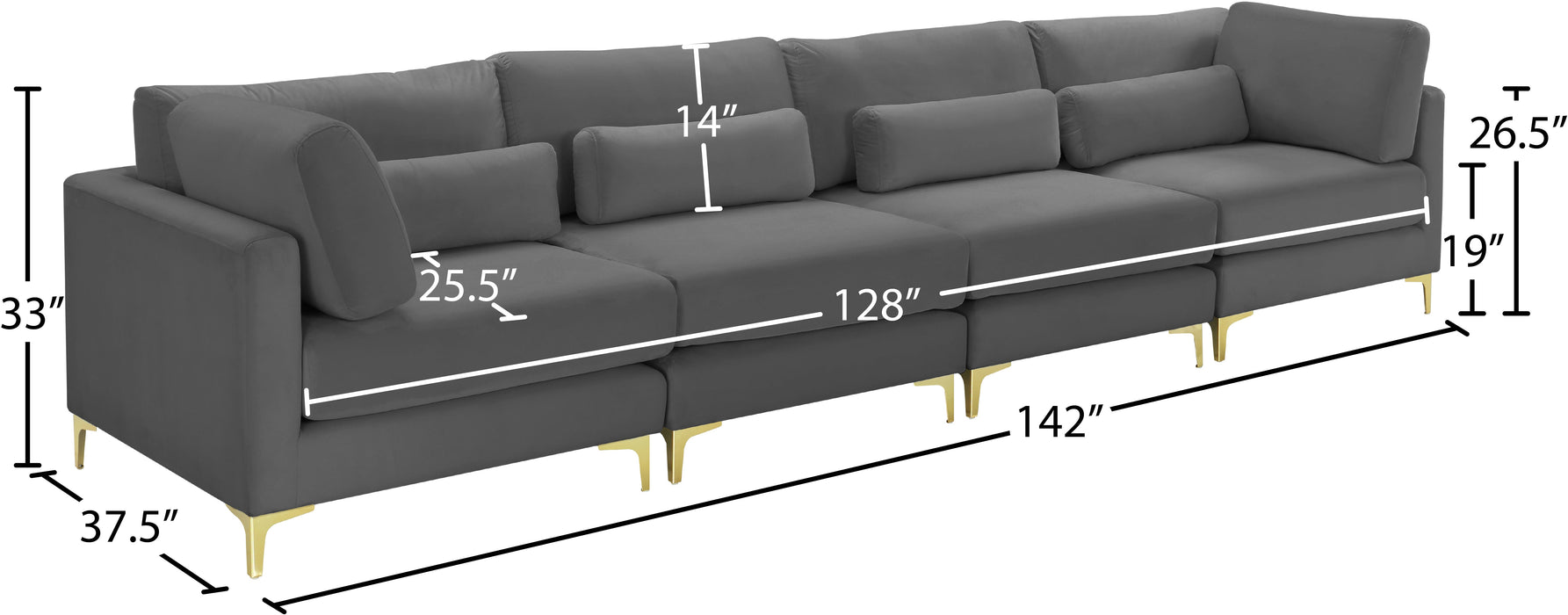 Julia Velvet Modular Sofa (4 Boxes) - Sterling House Interiors