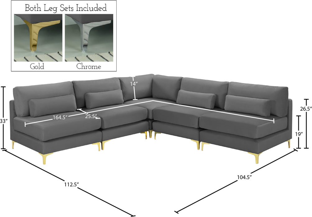 Julia Velvet Modular Sectional (5 Boxes) - Sterling House Interiors