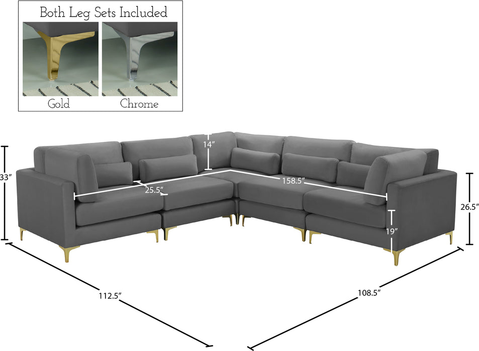 Julia Velvet Modular Sectional (5 Boxes) - Sterling House Interiors