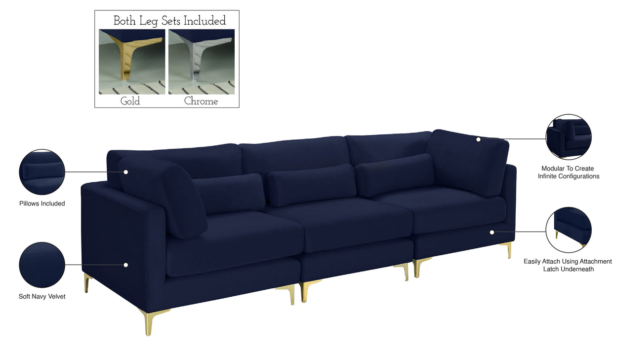 Julia Velvet Modular Sofa (3 Boxes) - Sterling House Interiors