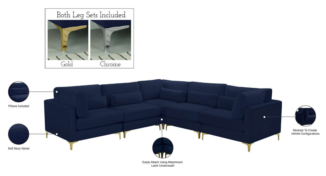 Julia Velvet Modular Sectional (5 Boxes) - Sterling House Interiors
