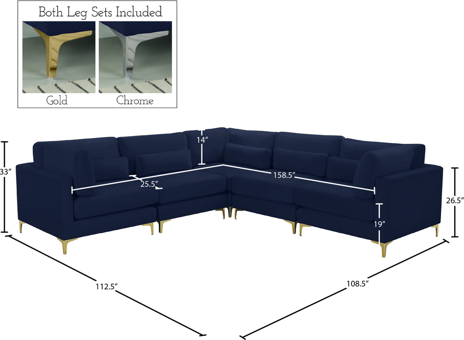 Julia Velvet Modular Sectional (5 Boxes) - Sterling House Interiors