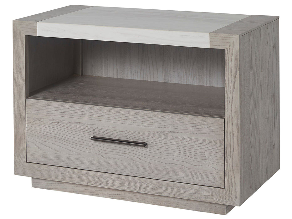 Modern One Drawer Nightstand Pearl Silver