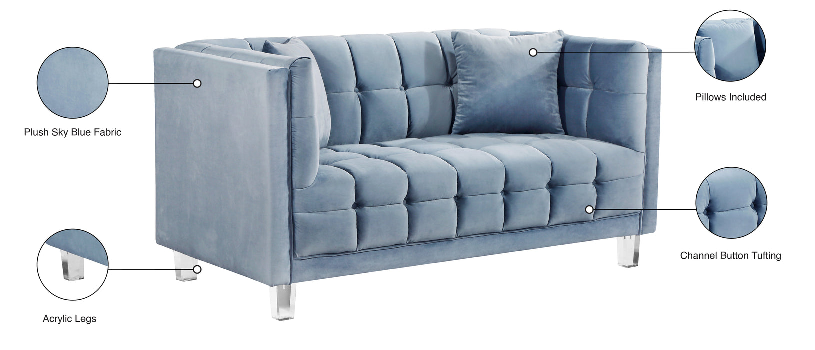 Mariel Velvet Loveseat - Sterling House Interiors