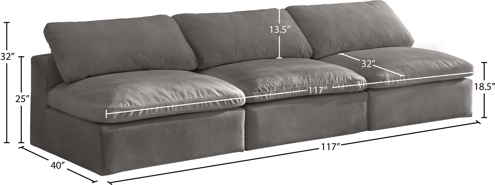 Cozy Velvet Cloud Modular Armless Sofa - Sterling House Interiors
