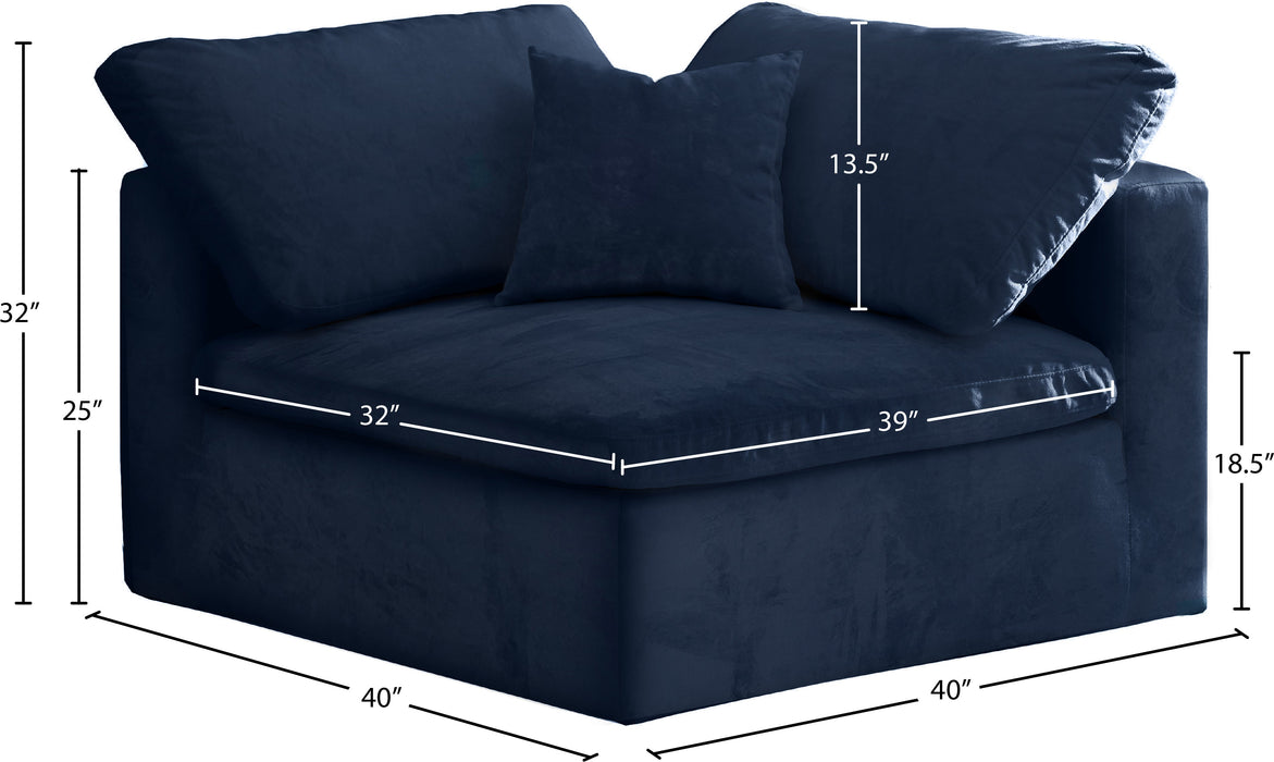 Cozy Navy Velvet Corner Chair - Sterling House Interiors