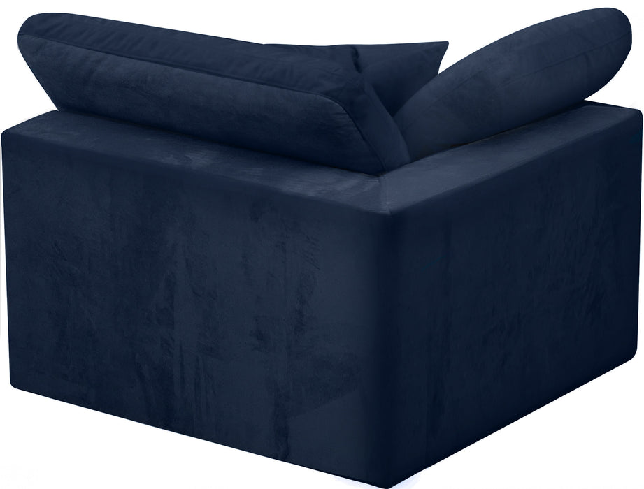 Cozy Navy Velvet Corner Chair - Sterling House Interiors