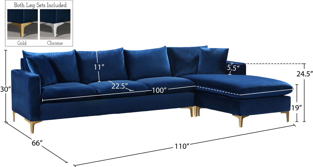Naomi Velvet 2pc. Reversible Sectional - Sterling House Interiors