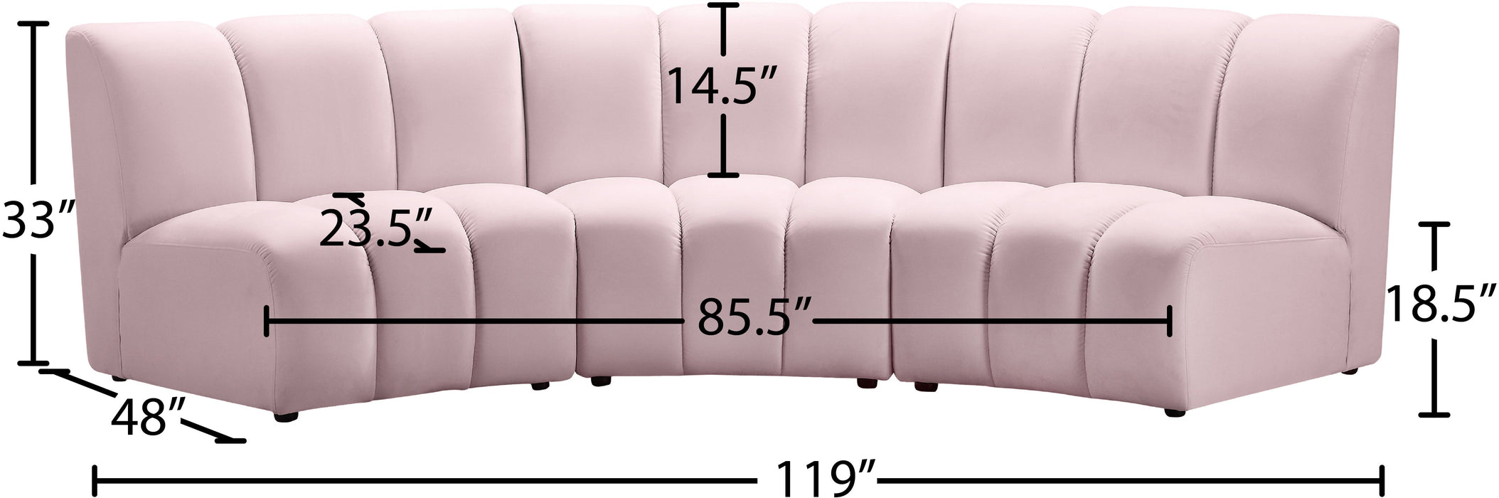 Infinity Velvet 3pc. Modular Sectional - Sterling House Interiors