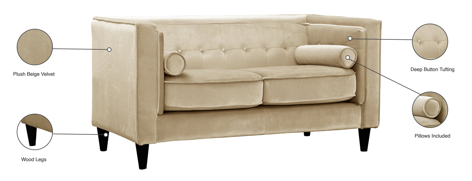 Taylor Velvet Loveseat - Sterling House Interiors