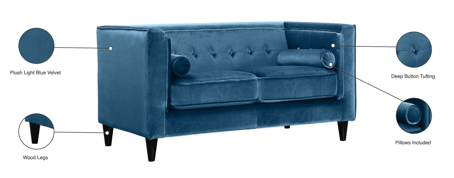 Taylor Velvet Loveseat - Sterling House Interiors