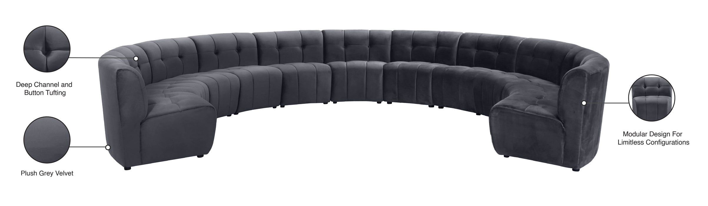 Limitless Velvet 11pc. Modular Sectional - Sterling House Interiors