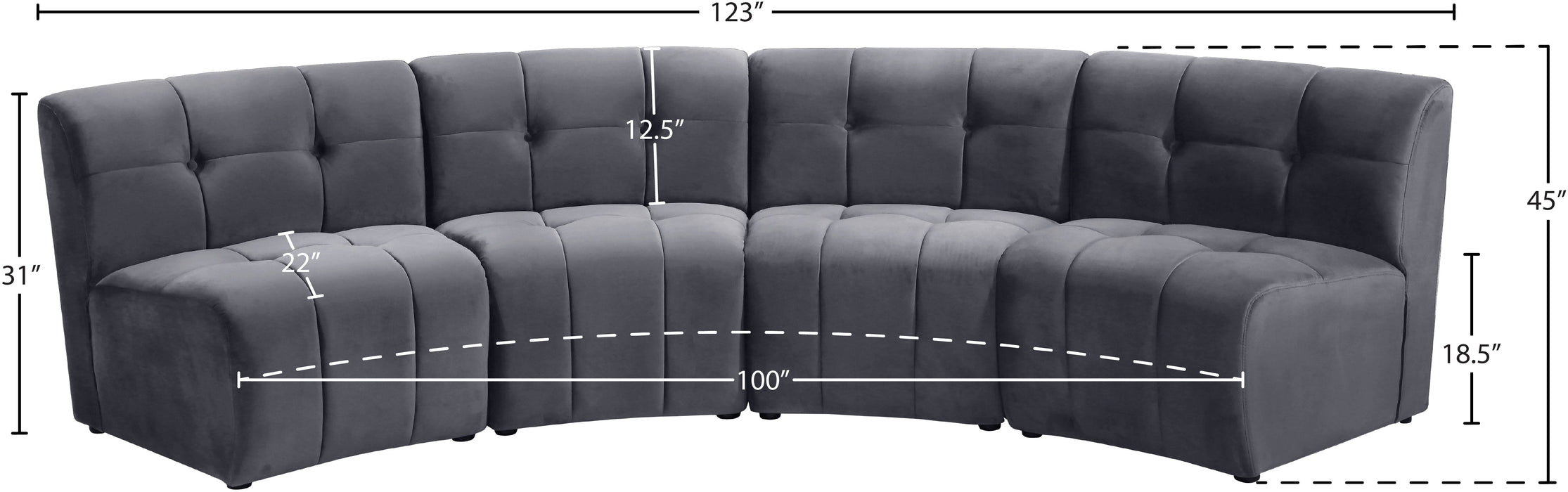 Limitless Velvet 4pc. Modular Sectional - Sterling House Interiors