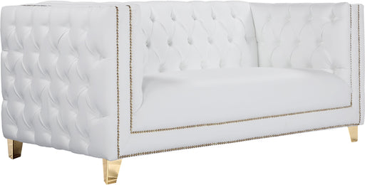 Michelle White Faux Leather Loveseat - Sterling House Interiors