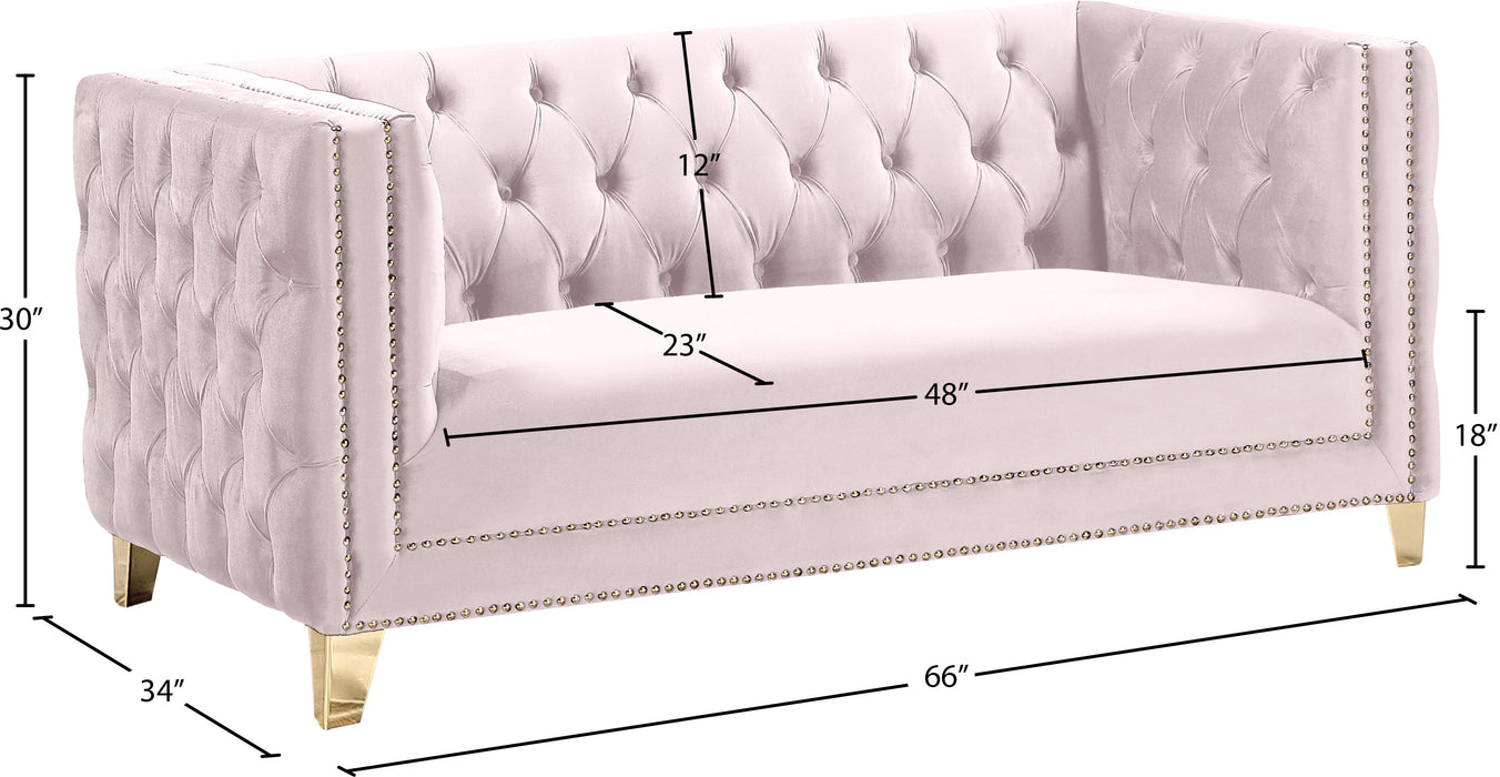 Michelle Pink Velvet Loveseat - Sterling House Interiors